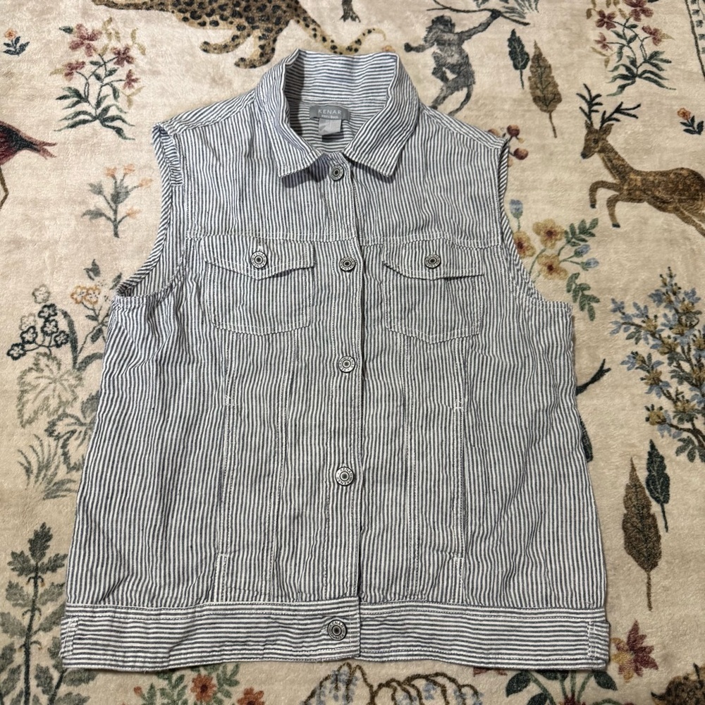 Kenar 100% Linen Striped Sleeveless Women's vest M